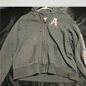 Aeropostale Charcoal Hoodie with Pink Embroidery